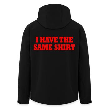 i have the same shirt - Recycelte Männer Softshell-Jacke von Stanley/Stella - Schwarz - Hinten - AI Model Male 185 light (185cm)