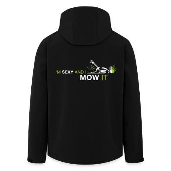Sexy and I mow it – Funny Lawn Mowing Saying - Men’s Recycled Softshell Jacket by Stanley/Stella - black - Back - AI Model Male 185 light (185cm)