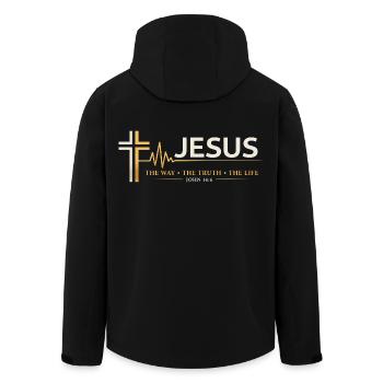 Jesus Bibelvers Der Weg Die Wahrheit Das Leben  - Recycelte Männer Softshell-Jacke von Stanley/Stella - Schwarz - Hinten - AI Model Male 185 light (185cm)