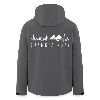Grandpa 2027 Heartbeat Baby Announcement Pregnancy - Men’s Recycled Softshell Jacket by Stanley/Stella - black - Back - AI Model Male 185 light (185cm)
