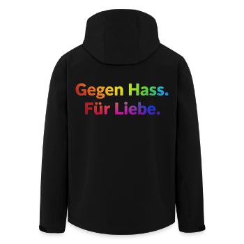 Gegen Hass Für Liebe Spruch Regenbogen Pride CSD - Recycelte Männer Softshell-Jacke von Stanley/Stella - Schwarz - Hinten - AI Model Male 185 light (185cm)