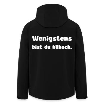 At least you're pretty – Spruch Design - Men’s Recycled Softshell Jacket by Stanley/Stella - black - Back - AI Model Male 185 light (185cm)