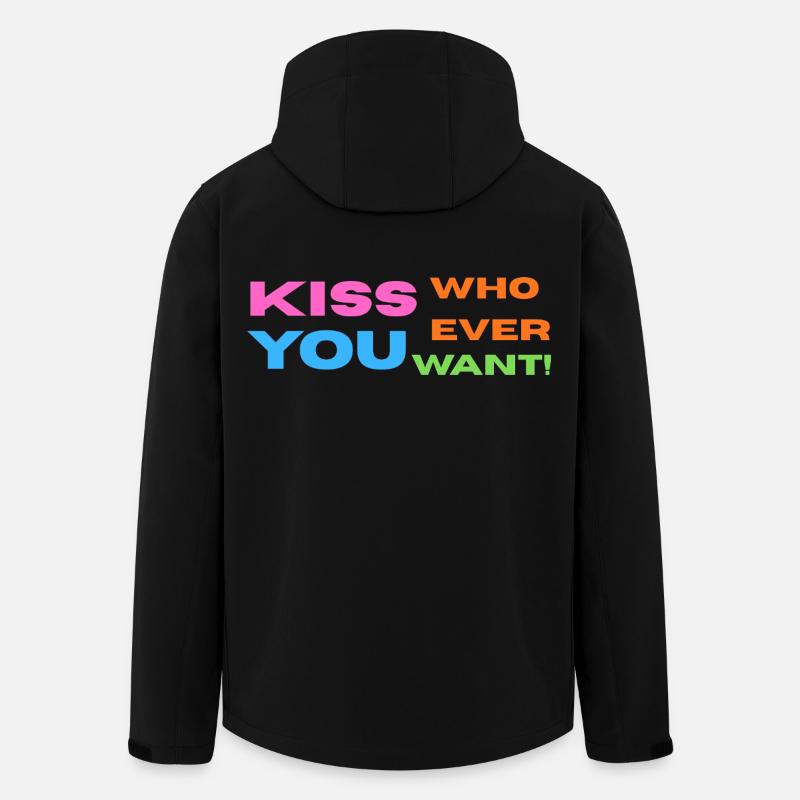 Pride / CSD / LGBTQ+ Design "Kiss" - Recycelte Männer Softshell-Jacke von Stanley/Stella - Schwarz