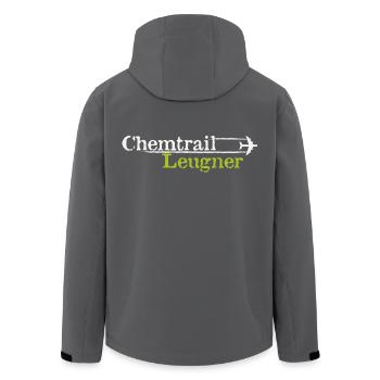 Chemtrail Leugner – Typografie mit Flugzeug - Recycelte Männer Softshell-Jacke von Stanley/Stella - Schwarz - Hinten - AI Model Male 185 light (185cm)