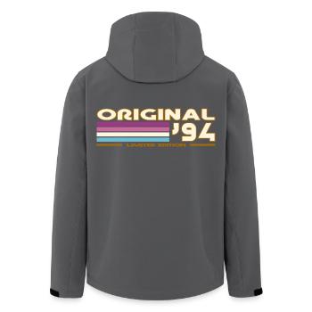 Original 94 Stripes Vintage - Men’s Recycled Softshell Jacket by Stanley/Stella - black - Back - AI Model Male 185 light (185cm)