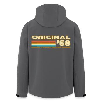 Originale 68er Retro-60er-Streifen - Recycelte Männer Softshell-Jacke von Stanley/Stella - Schwarz - Hinten - AI Model Male 185 light (185cm)