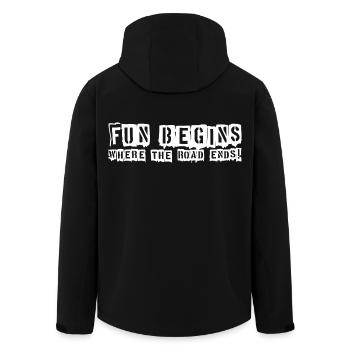 FUN BEGINS - Where the Road Ends! - Recycelte Männer Softshell-Jacke von Stanley/Stella - Schwarz - Hinten - AI Model Male 185 light (185cm)