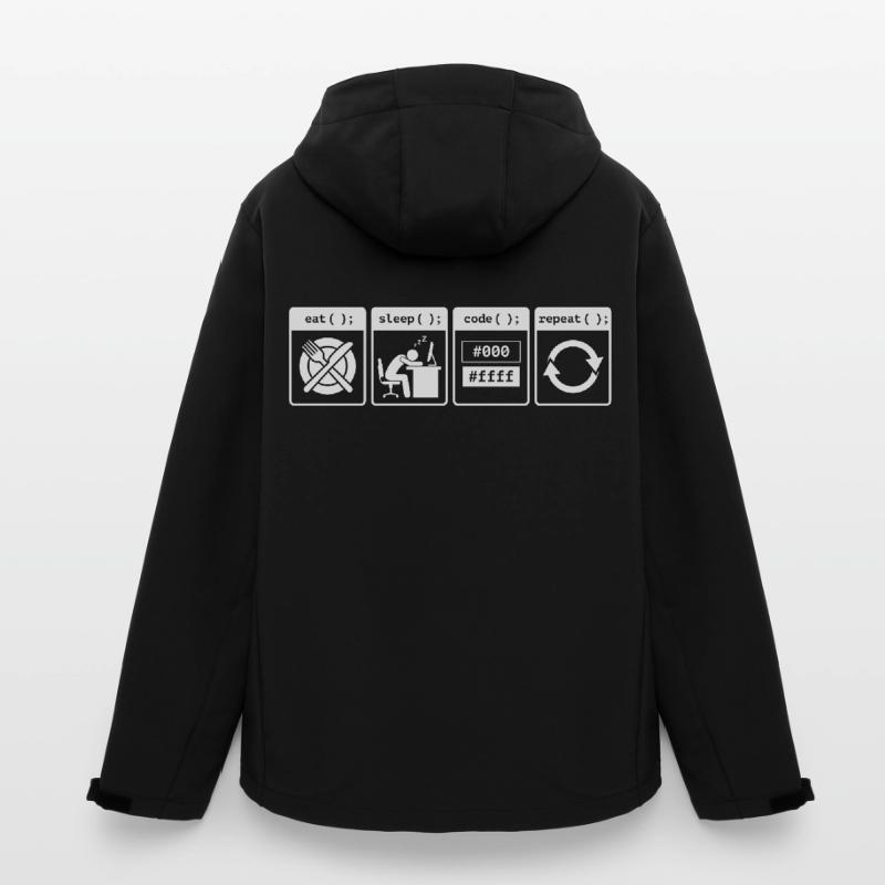 Eat Sleep Code Repeat – Conception de flux de travail pour codeurs Veste softshell homme en polyester recyclé Stanley/Stella