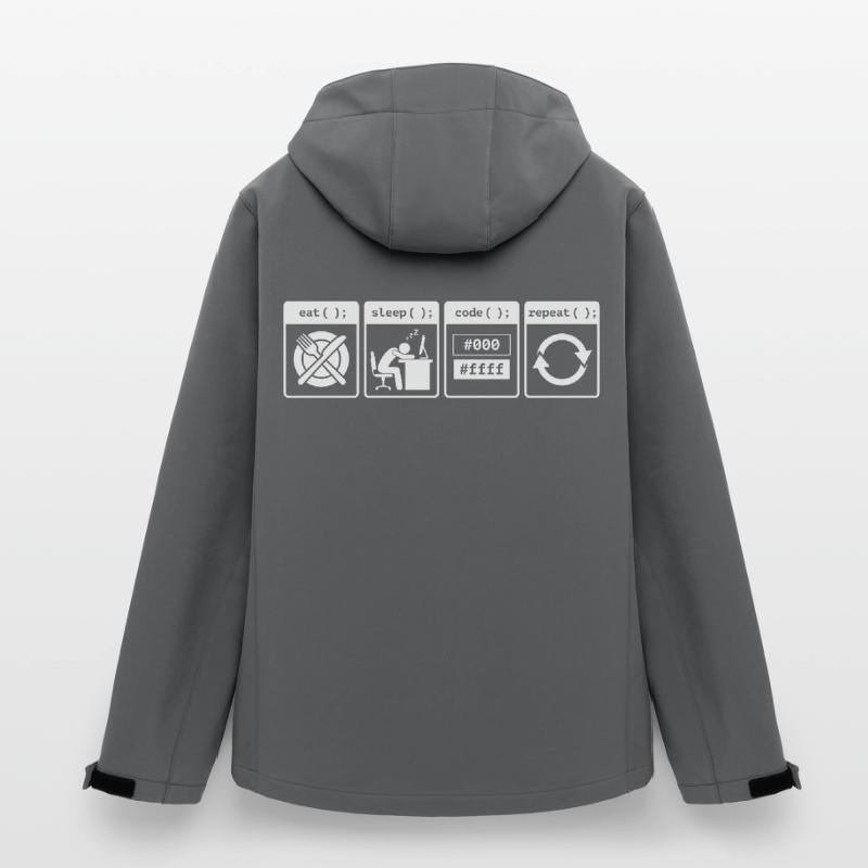 Eat Sleep Code Repeat – Conception de flux de travail pour codeurs Veste softshell homme en polyester recyclé Stanley/Stella