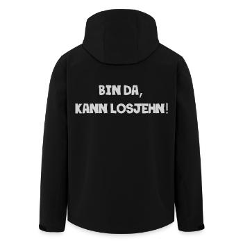 Bin da, kann losgehen - Recycelte Männer Softshell-Jacke von Stanley/Stella - Schwarz - Hinten - AI Model Male 185 light (185cm)