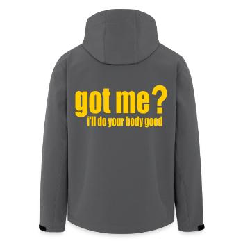 got me? i'll do your body good - Men’s Recycled Softshell Jacket by Stanley/Stella - black - Back - AI Model Male 185 light (185cm)
