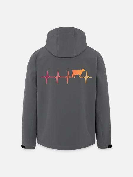 Cow Sunset Heartbeat Cows Farmer - Men’s Recycled Softshell Jacket by Stanley/Stella - black