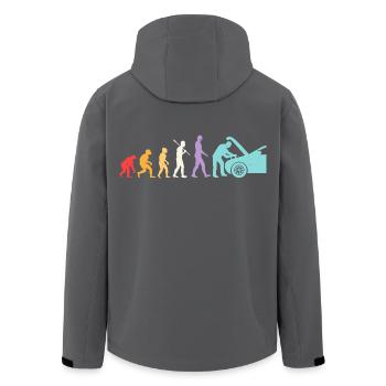 Évolution Mécanicien Humour Mécano Garage - Veste softshell homme en polyester recyclé Stanley/Stella - noir - Dos - AI Model Male 185 light (185cm)