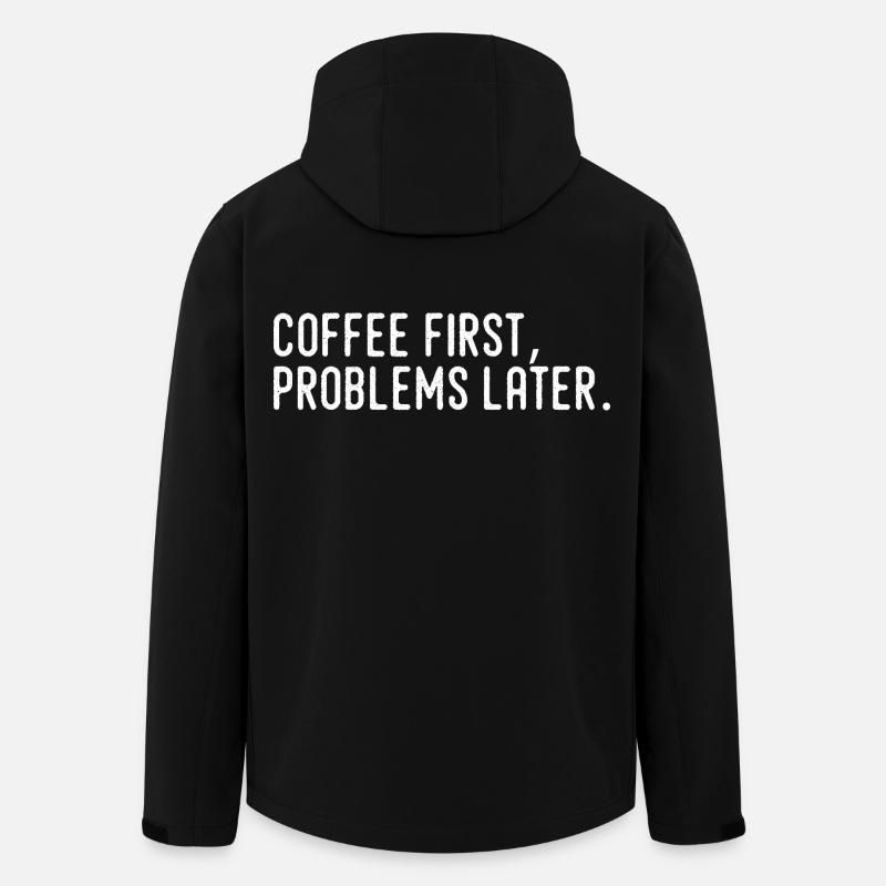 Kaffee erst Probleme später - Recycelte Männer Softshell-Jacke von Stanley/Stella - Schwarz