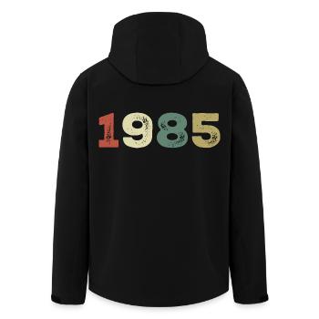 1985 Jahrgang 1985 - Recycelte Männer Softshell-Jacke von Stanley/Stella - Schwarz - Hinten - AI Model Male 185 light (185cm)