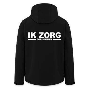 Ich kümmere mich um Probleme, Pflegepersonal, Humor # - Recycelte Männer Softshell-Jacke von Stanley/Stella - Schwarz - Hinten - AI Model Male 185 light (185cm)