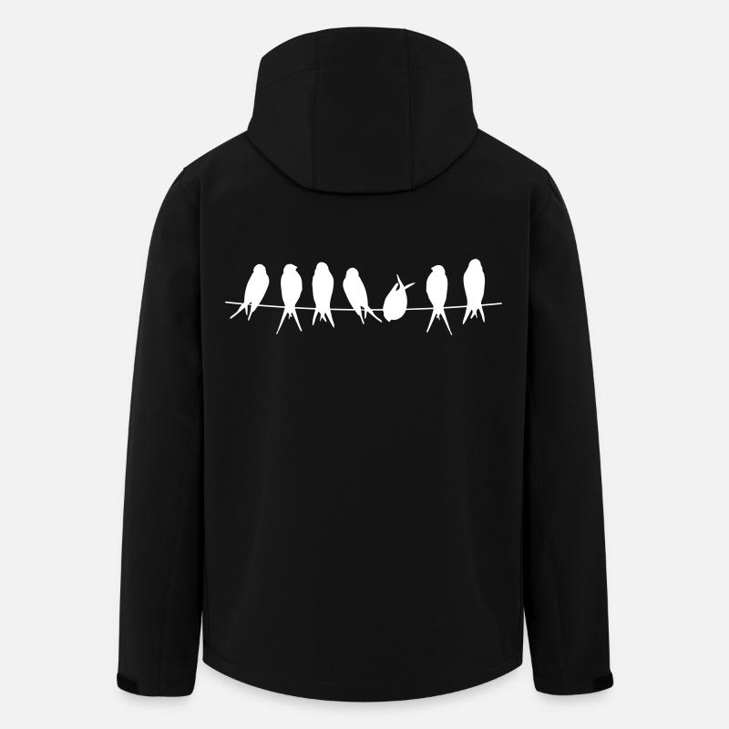 Silhouettes d’oiseaux chanteurs sur branche - Veste softshell homme en polyester recyclé Stanley/Stella - noir