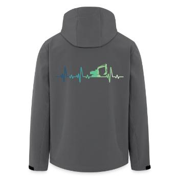 excavator construction site heartbeat excavator - Men’s Recycled Softshell Jacket by Stanley/Stella - black - Back - AI Model Male 185 light (185cm)
