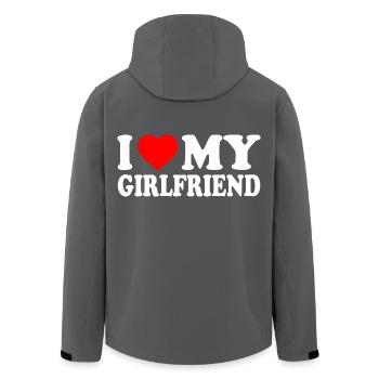 I love my girlfriend - Recycelte Männer Softshell-Jacke von Stanley/Stella - Schwarz - Hinten - AI Model Male 185 light (185cm)