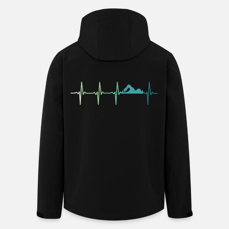Schwimmendes Herzschlag-Schwimmer-Geschenk - Recycelte Männer Softshell-Jacke von Stanley/Stella - Schwarz