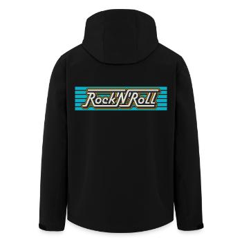 Rock 'N' Roll Retro Typography Logo - Men’s Recycled Softshell Jacket by Stanley/Stella - black - Back - AI Model Male 185 light (185cm)
