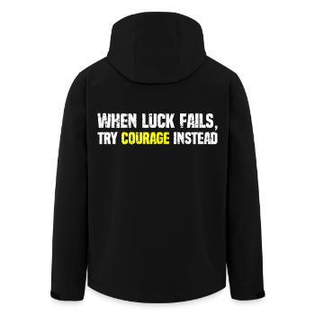 Mut über Glück Typografie - Recycelte Männer Softshell-Jacke von Stanley/Stella - Schwarz - Hinten - AI Model Male 185 light (185cm)