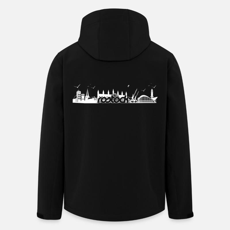 Silhouette de Rostock - design en blanc - Veste softshell homme en polyester recyclé Stanley/Stella - noir