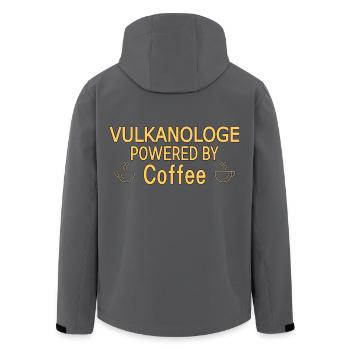 Vulkanologe Powered By Coffee Vulkanologie - Recycelte Männer Softshell-Jacke von Stanley/Stella - Schwarz - Hinten - AI Model Male 185 light (185cm)