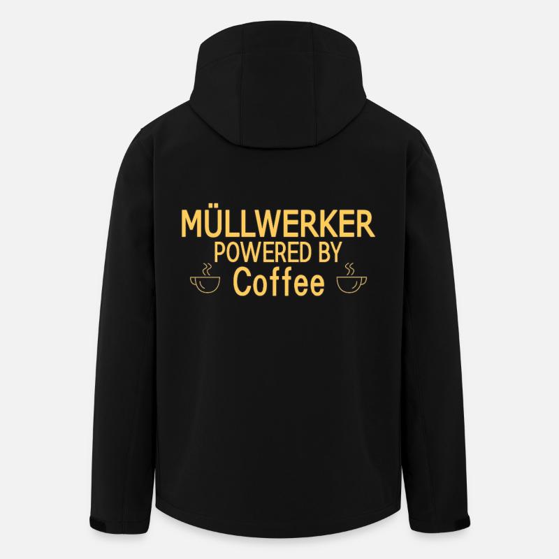 Müllwerker Powered By Coffee - Veste softshell homme en polyester recyclé Stanley/Stella - noir
