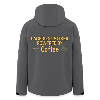Lagerlogistiker Powered By Coffee - Recycelte Männer Softshell-Jacke von Stanley/Stella - Schwarz - Hinten - AI Model Male 185 light (185cm)