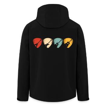 Guitare acoustique coeur design musical - Veste softshell homme en polyester recyclé Stanley/Stella - noir - Dos - AI Model Male 185 light (185cm)