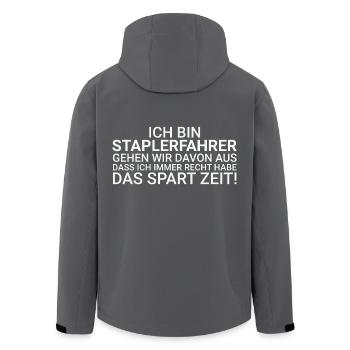 Staplerfahrer Zeit Sparen Gabelstaplerfahrer - Recycelte Männer Softshell-Jacke von Stanley/Stella - Schwarz - Hinten - AI Model Male 185 light (185cm)
