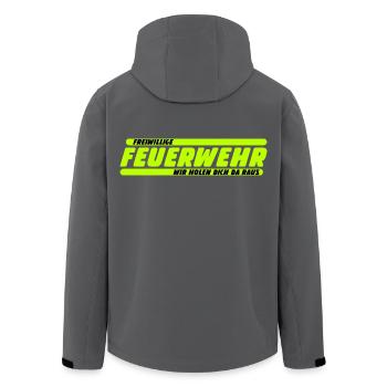 Freiwillige Feuerwehr – Wir holen dich raus - Recycelte Männer Softshell-Jacke von Stanley/Stella - Schwarz - Hinten - AI Model Male 185 light (185cm)