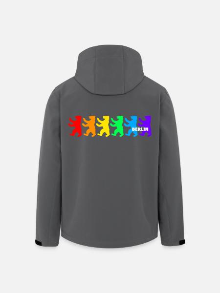 Berliner Bären / Regenbogenfarben - Recycelte Männer Softshell-Jacke von Stanley/Stella - Schwarz