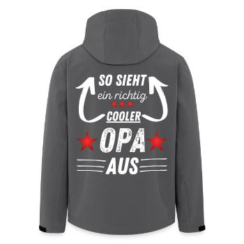 Cooler Opa - Recycelte Männer Softshell-Jacke von Stanley/Stella - Schwarz - Hinten - AI Model Male 185 light (185cm)