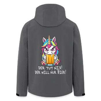 Unicorn - He doesn't do anything, he just wants to drink beer - Men’s Recycled Softshell Jacket by Stanley/Stella - black - Back - AI Model Male 185 light (185cm)