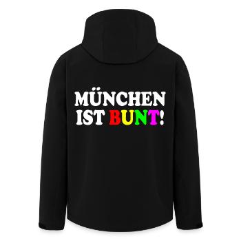 München ist bunt - Recycelte Männer Softshell-Jacke von Stanley/Stella - Schwarz - Hinten - AI Model Male 185 light (185cm)