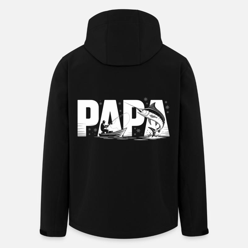 Papa pêche - Veste softshell homme en polyester recyclé Stanley/Stella - noir