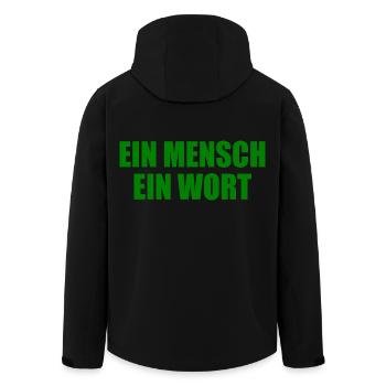ein mensch ein wort - Recycelte Männer Softshell-Jacke von Stanley/Stella - Schwarz - Hinten - AI Model Male 185 light (185cm)