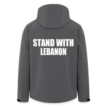 STAND WITH LEBANON - Recycelte Männer Softshell-Jacke von Stanley/Stella - Schwarz - Hinten - AI Model Male 185 light (185cm)