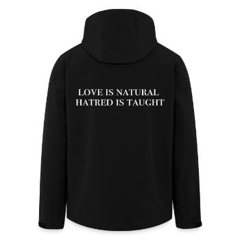 Liebe ist angeboren, hass nicht - Recycelte Männer Softshell-Jacke von Stanley/Stella - Schwarz - Hinten - AI Model Male 185 light (185cm)
