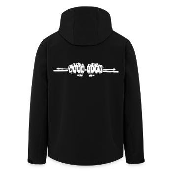 Vie de batterie. Mains tenant des baguettes de batterie - Veste softshell homme en polyester recyclé Stanley/Stella - noir - Dos - AI Model Male 185 light (185cm)