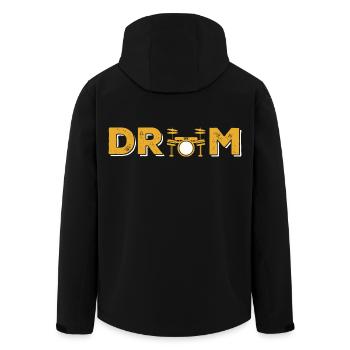 Trommeltypografie mit Schlagzeug-Ikone - Recycelte Männer Softshell-Jacke von Stanley/Stella - Schwarz - Hinten - AI Model Male 185 light (185cm)