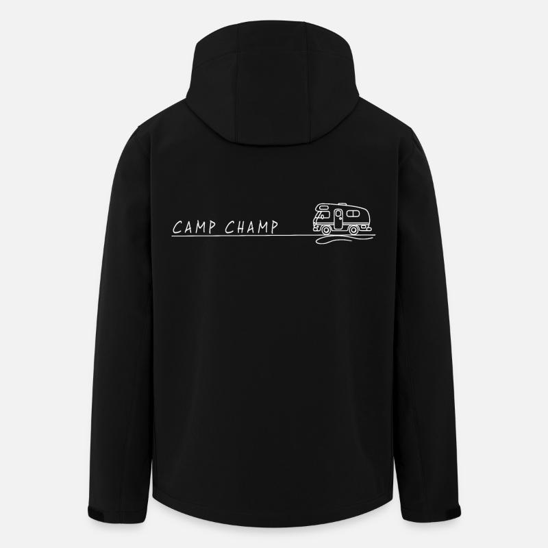 Campeggio per camper Champ Spruch - Giacca softshell uomo in poliestere riciclato di Stanley/Stella - nero