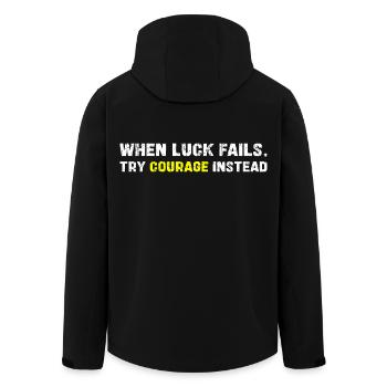 Mut über Glück Typografie - Recycelte Männer Softshell-Jacke von Stanley/Stella - Schwarz - Hinten - AI Model Male 185 light (185cm)