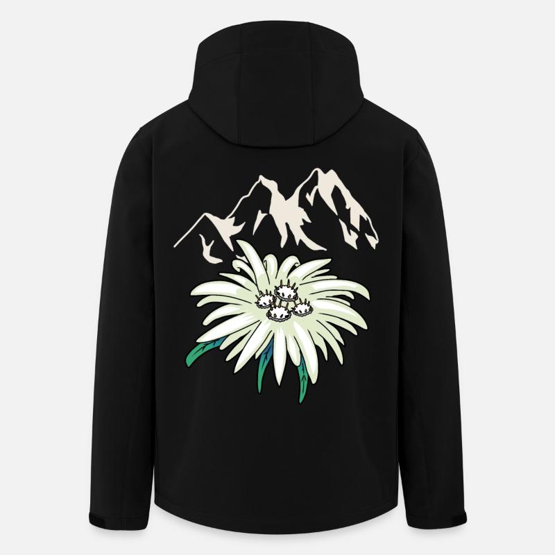 Gebirge Berge Gipfel Edelweiß Blume Tirol - Recycelte Männer Softshell-Jacke von Stanley/Stella - Schwarz