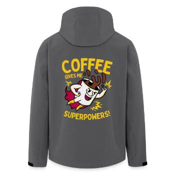 Le café me donne des superpouvoirs - Veste softshell homme en polyester recyclé Stanley/Stella - noir - Dos - AI Model Male 185 light (185cm)