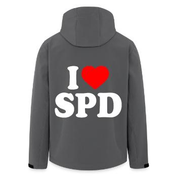 I love spd - Recycelte Männer Softshell-Jacke von Stanley/Stella - Schwarz - Hinten - AI Model Male 185 light (185cm)