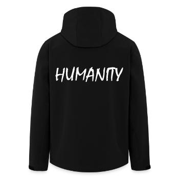 Humanity - Men’s Recycled Softshell Jacket by Stanley/Stella - black - Back - AI Model Male 185 light (185cm)