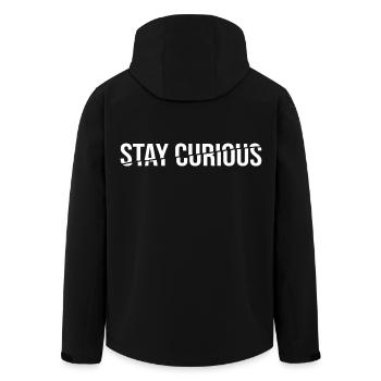 Restez curieux - Déclaration disant - Veste softshell homme en polyester recyclé Stanley/Stella - noir - Dos - AI Model Male 185 light (185cm)